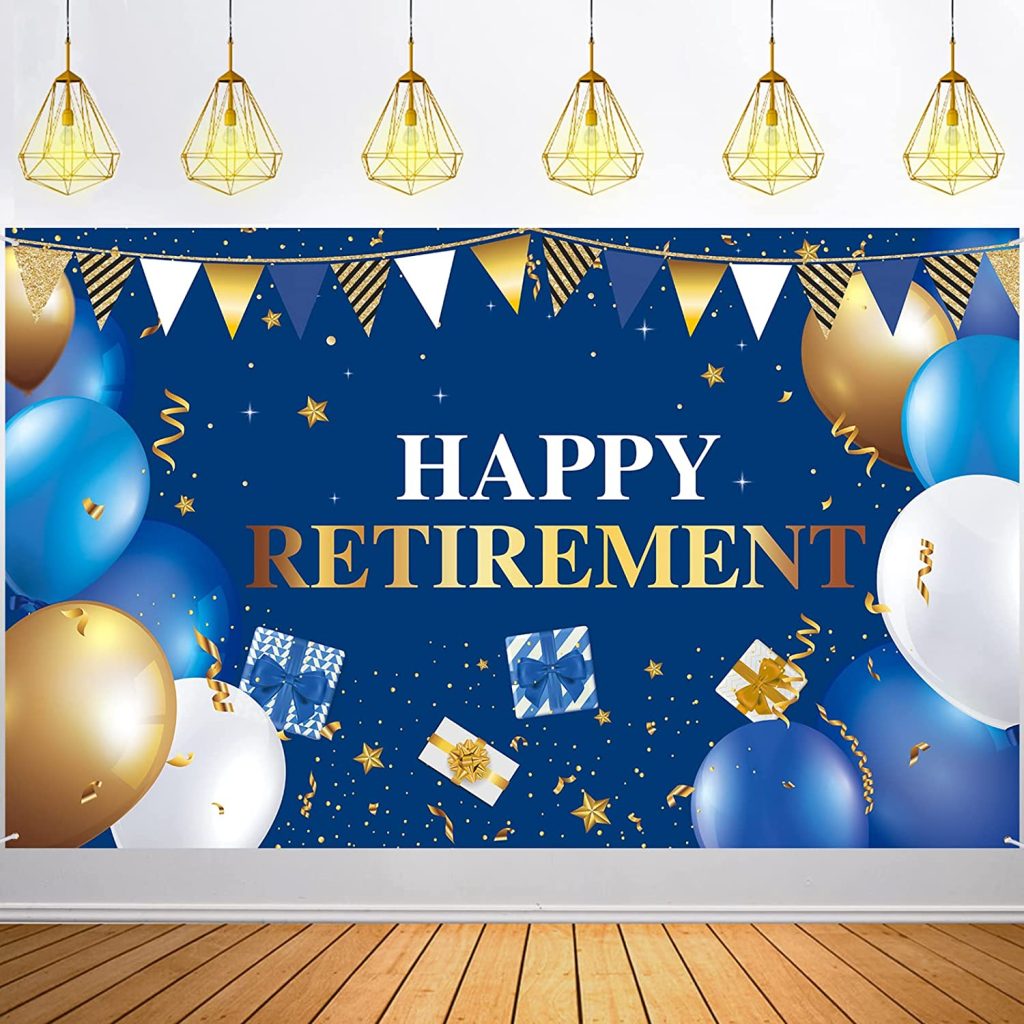 Navy Blue Retirement Decoration Banner,Large Happy Retirement Banner ...