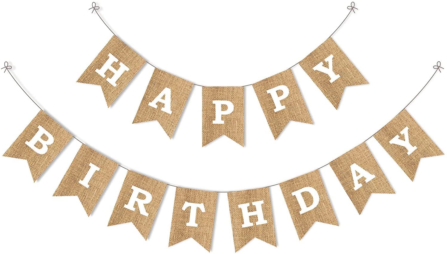 Burlap Happy Birthday Banner Assembled Birthday Party Decorations for Men  Women