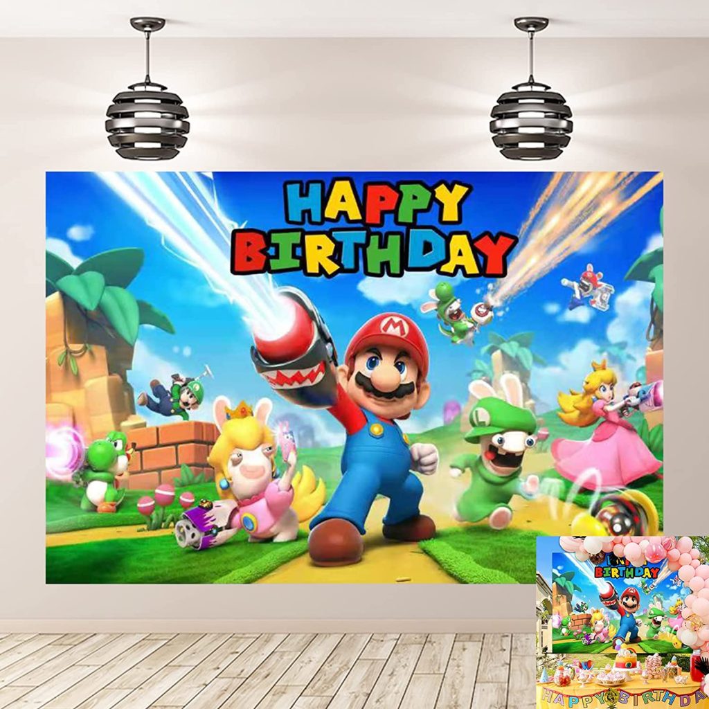 Mario Photo Background Super Themed Mario Party Supplies Shower ...