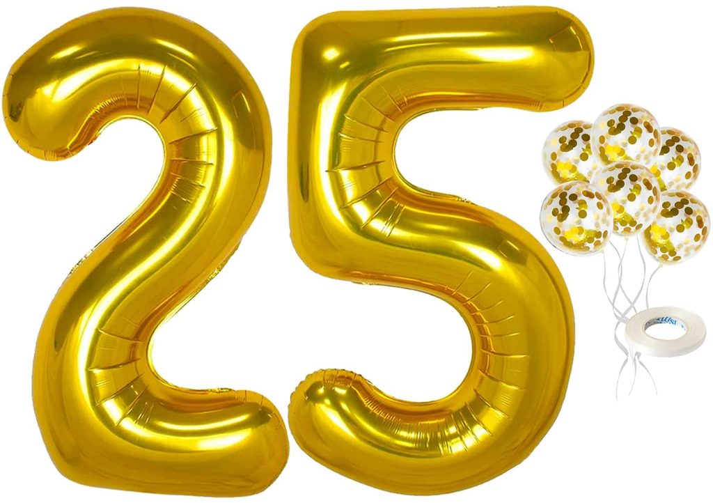 Big 40 Inch Gold 25 Balloon Numbers – Large Gold 25 Balloons with ...