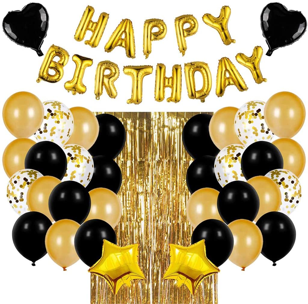 Happy Birthday Balloons Black And Gold Happy Birthday Party Decorations Black Gold Happy Birthday Party Balloons  Happy Birthday Party Balloons Happy Birthday Banner – Homefurniturelife  Online Store