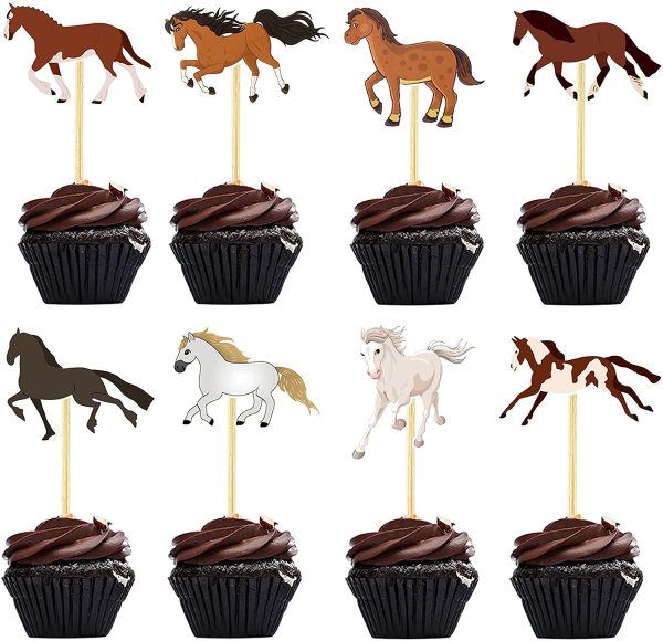 32 PCS Horse Cupcake Toppers Horse Birthday Party Decorations Supplies ...