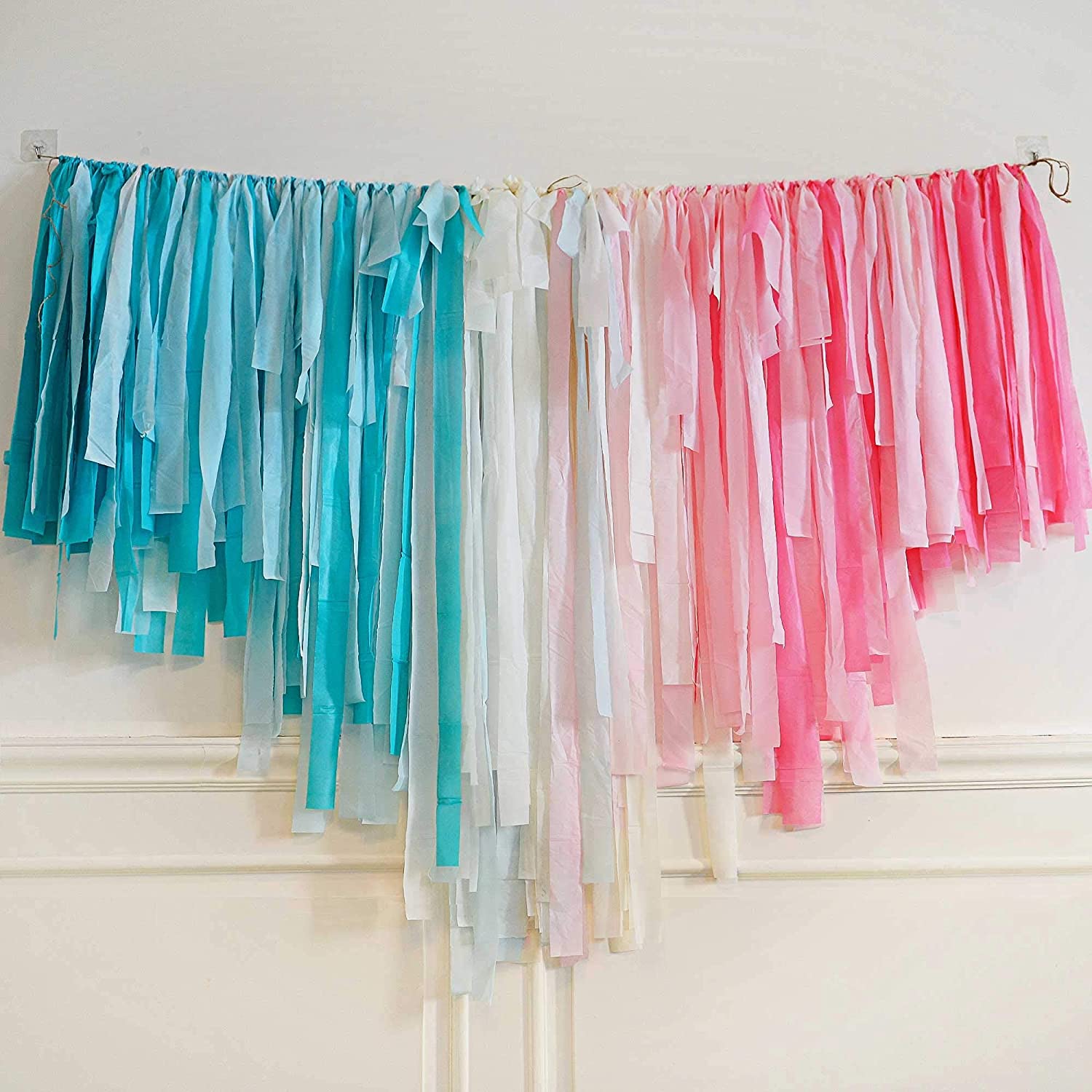 Pastel Rainbow Backdrop Plastic Streamers/baby Shower Backdrop