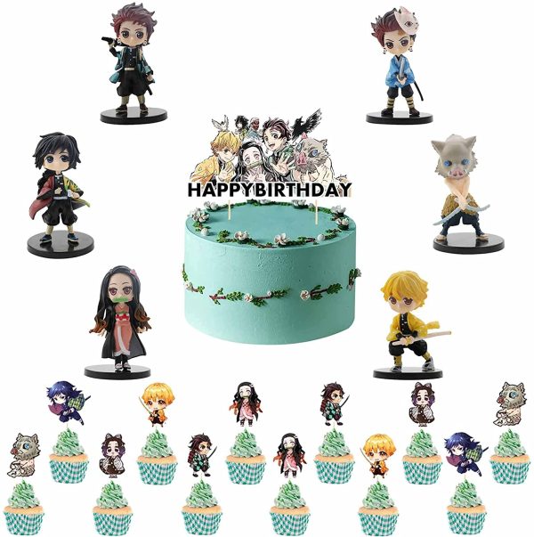 6 Pieces Anime Action Figure Cake Toppers Children Party Supplies ...