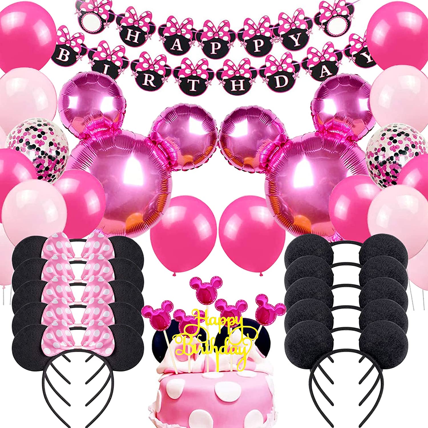 Danirora Minnie Mouse Birthday Party Supplies, Minnie Mouse Party  Decorations for Girls 1st 2nd 3rd Birthday Decor Pink Balloon Banner and  Mouse Ears Headband for Kids – Homefurniturelife Online Store