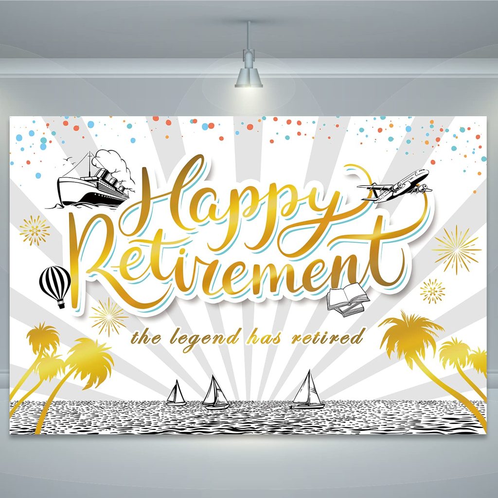 Gatherfun Happy Retirement Backdrop Banner Retirement Party Supplies ...