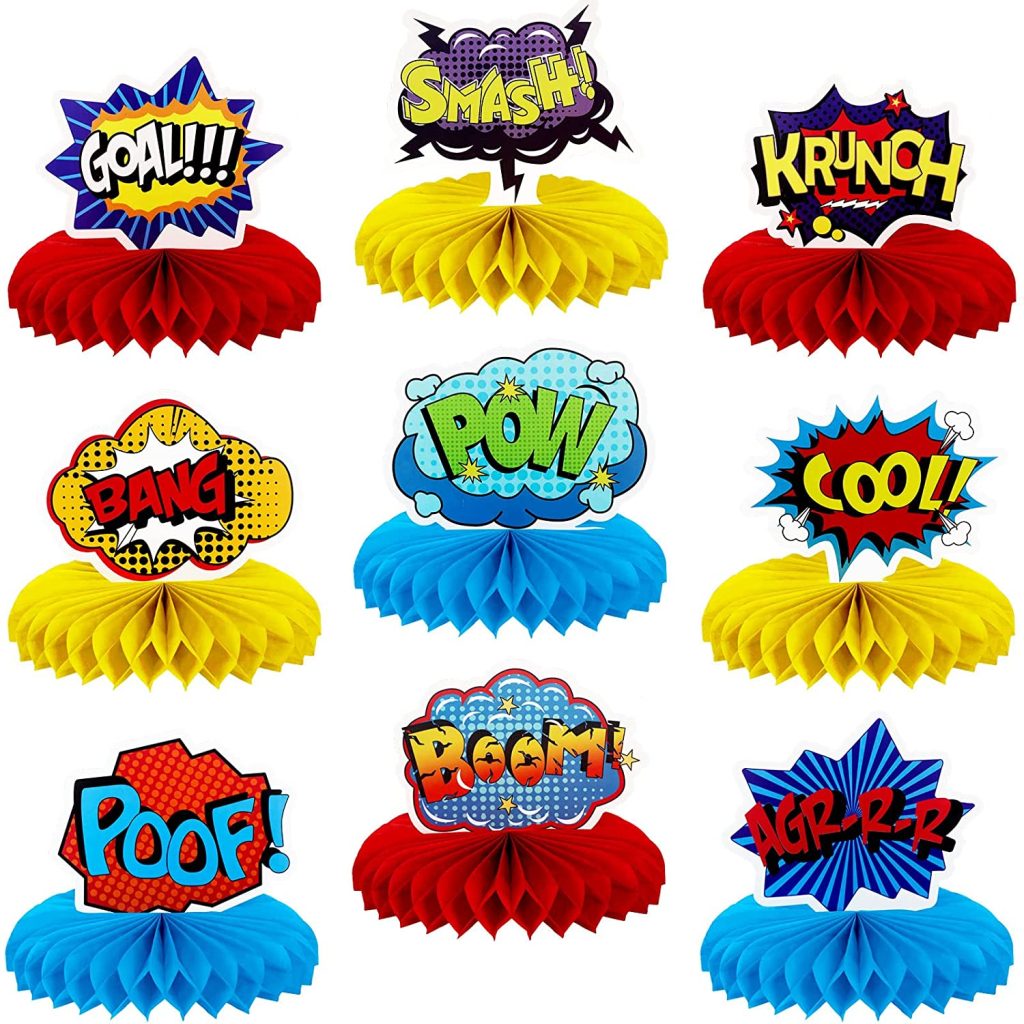 9 Pieces Hero Honeycomb Centerpieces Hero Themed Party Decorations Hero ...