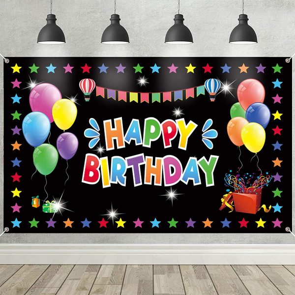 Happy Birthday Backdrop Banner Large Colorful Happy Birthday ...