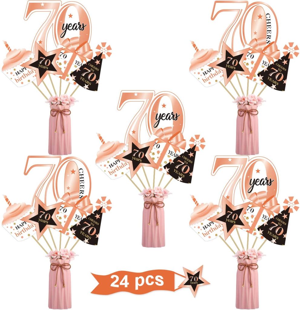 Rose Gold 70th Birthday Party Decoration Set Golden 70th Birthday Party ...