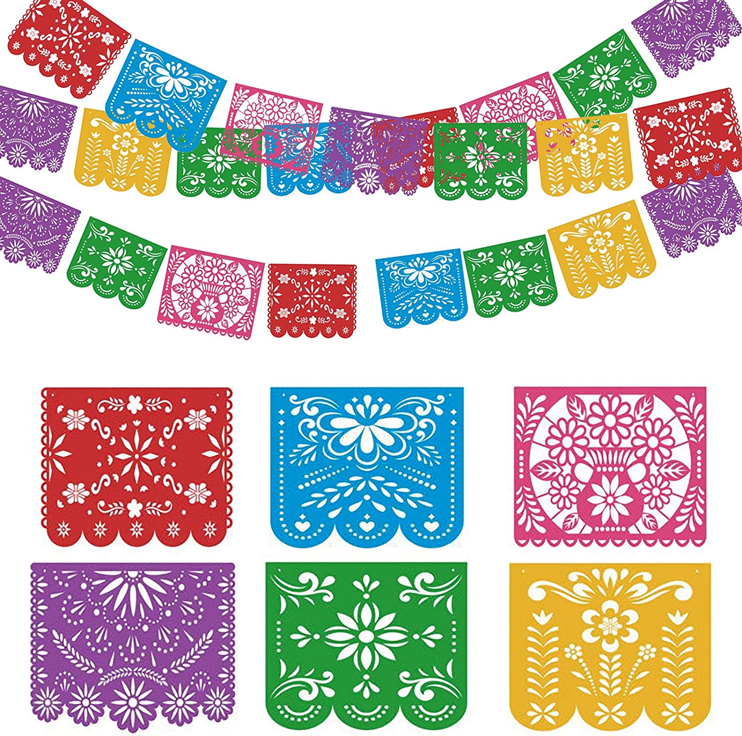 Mexican Party Banners, Plastic Papel Picado Banner, Fiesta Mexicana ...