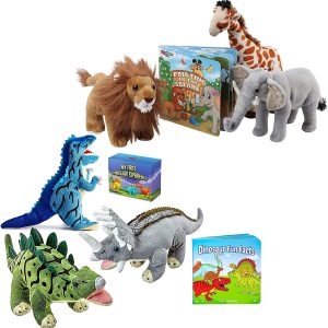 large safari stuffed animals set