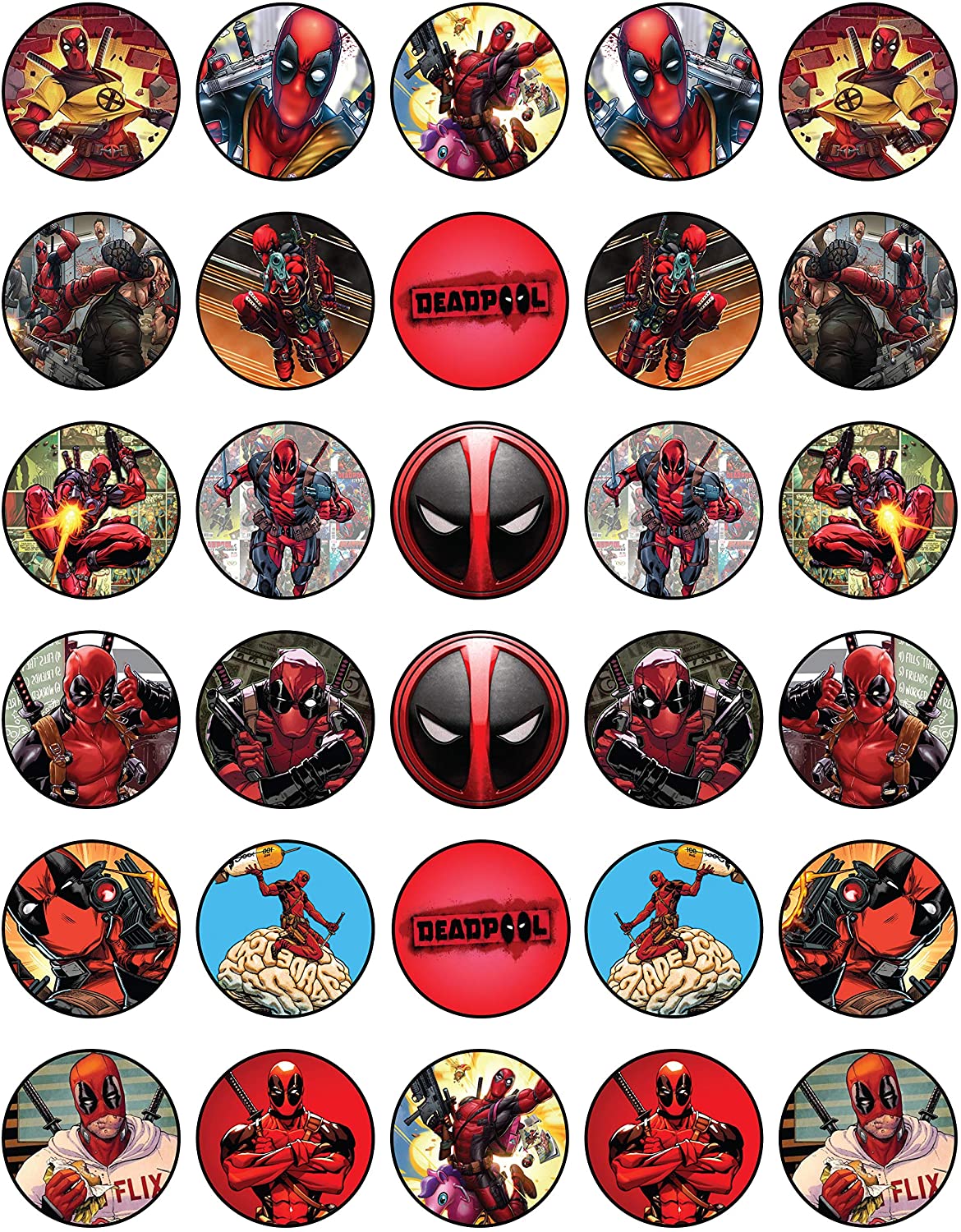 30 x Edible Cupcake Toppers Themed of Deadpool Awesome Collection of ...