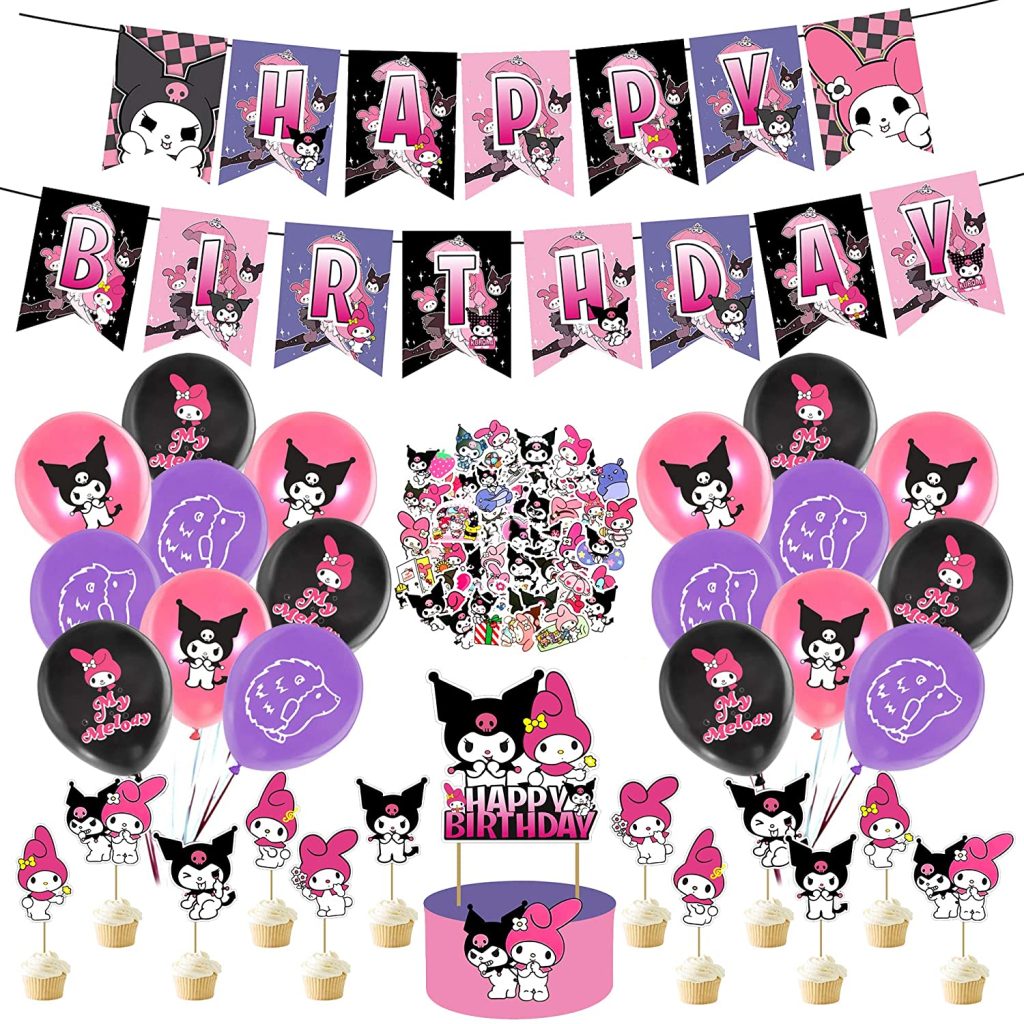 88 Pcs Kuromi Party Supplies Kuromi Theme Birthday Party decorations ...