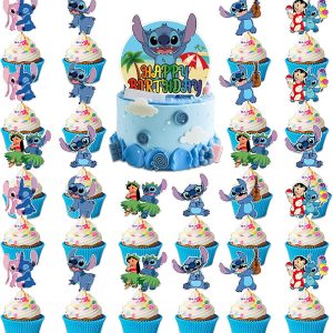 25pcs Stitch Cake Toppers Cupcake Toppers Cake Decorations,Stitch Birthday  Party Supplies Decorations (2)