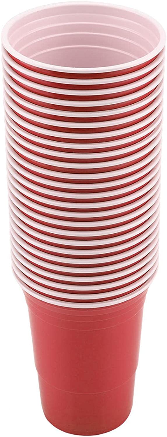 Standard Red Party Cup 16oz 25 Cups Pack Beer Pong Cups For Drinking Game Flip Cup Red 0340