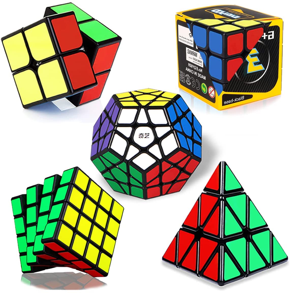 Roxenda Speed Cube Set, Magic Cube Set of 2x2x2 3x3x3 Pyramid