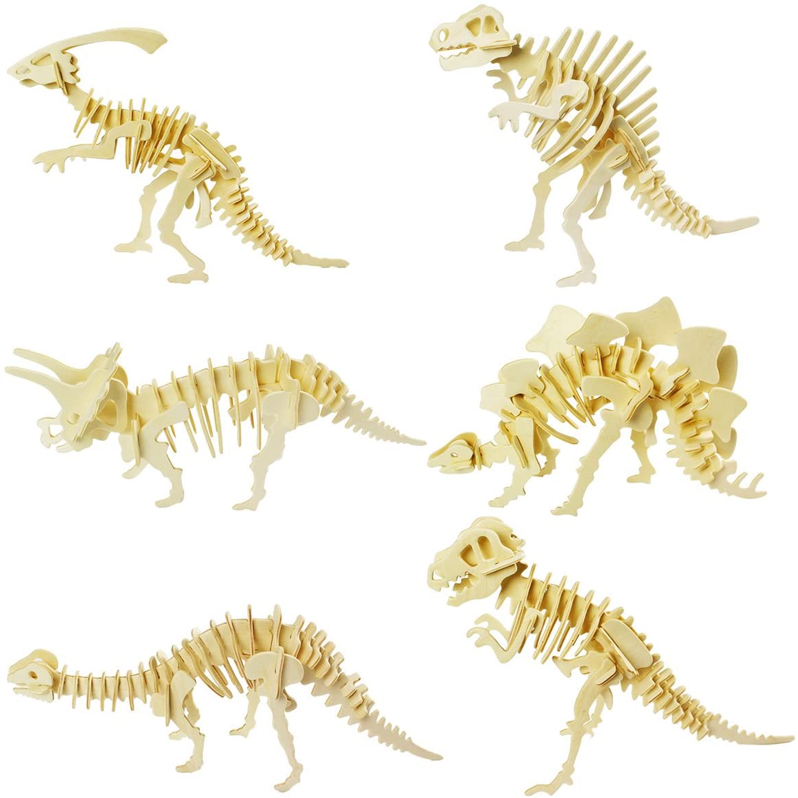 calary 3D Wooden Puzzle Simulation Animal Dinosaur Assembly DIY Model Toy  for
