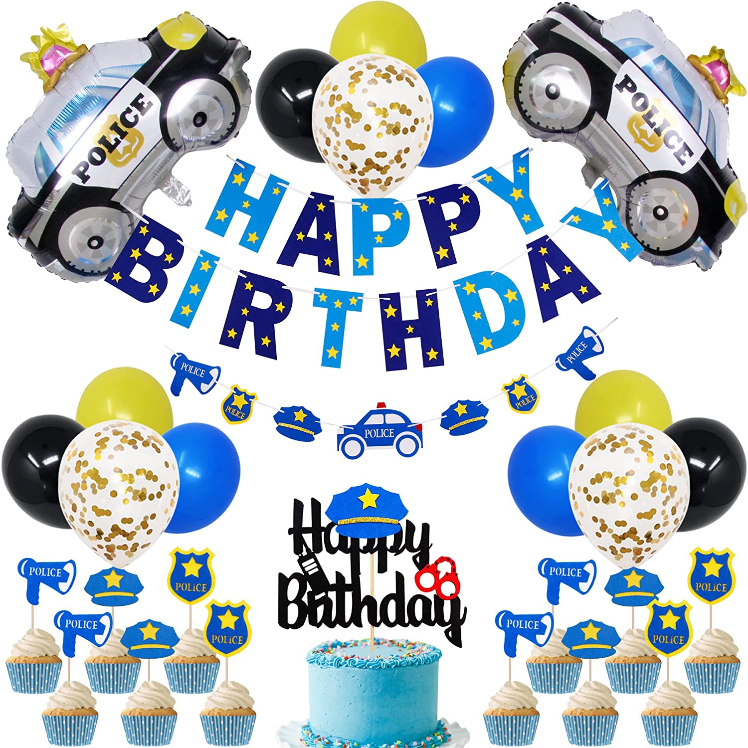 Amazon.com: Police Cupcake Toppers 36Pcs Police Party Cupcake Picks  Policeman Birthday Party Decoration Police Theme Cake Decorations for  Police Officer Baby Shower Supplies : Grocery & Gourmet Food